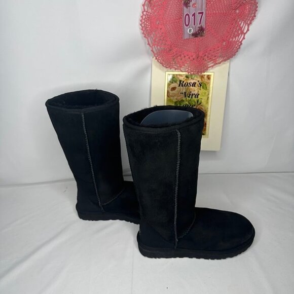 Ugg Australia Black Classic Tall Sheepskin Boots # 5815 Size 8 - Picture 4 of 10